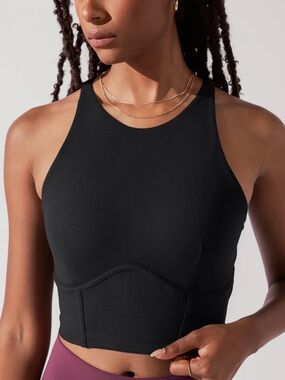 POPFLEX Black High-Neck Cleo Corset Crop Bralette
